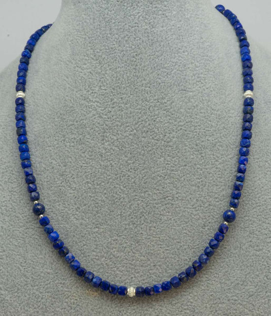 Lapislazu - Lapis Lazuli Edelstein Kette - Collier - Edelsteinkette - 925er Silber #6002
