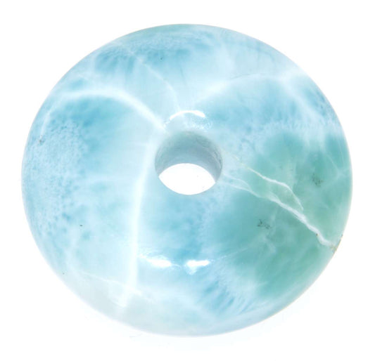 Larimar Donut - PI Scheibe - Edelstein Schmuck Ketten Anhänger 30mm - A Qualität #5992