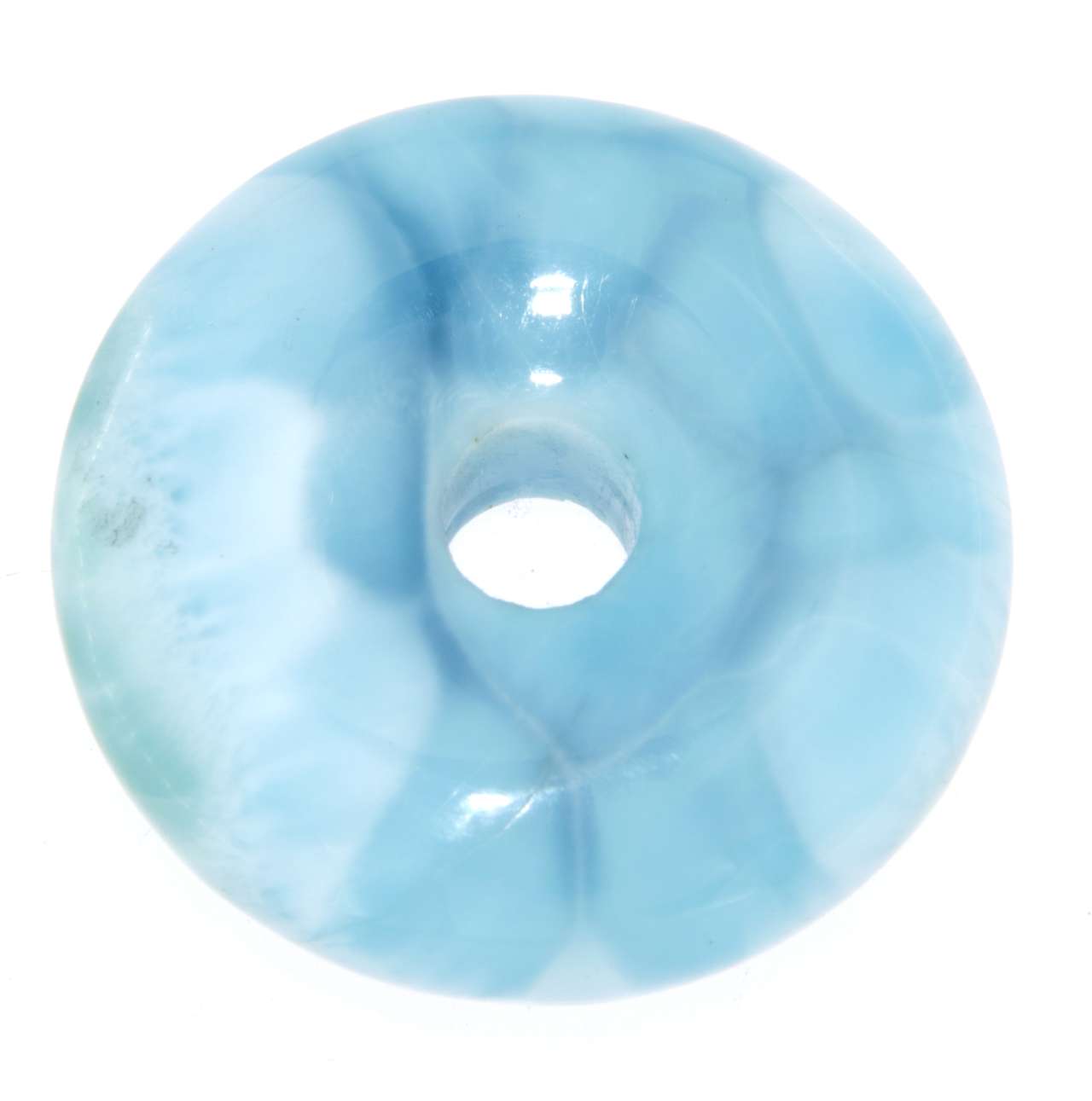 Larimar Donut - PI Scheibe - Edelstein Schmuck Ketten Anhänger 30mm - A Qualität #0043