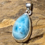 Colgante de cadena de larimar - Piedra de Atlantis - Gema - Calidad AAA - Joyería de plata 925 #7245