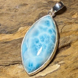 Colgante de cadena de larimar - Piedra de Atlantis - Gema - Calidad AAA - Joyas de plata 925 #7248