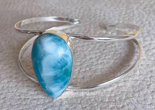 Larimar Edelstein Armband - Armspange 925er Silber Schmuck - Atlantisstein #6995