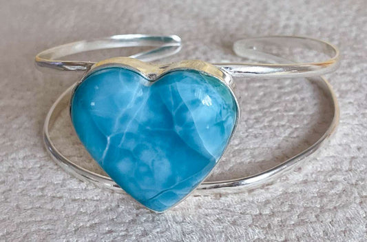 Larimar Edelstein Armband - Armspange 925er Silber Schmuck - Atlantisstein #6996