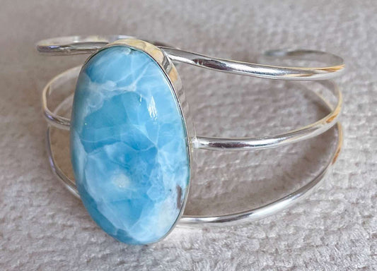 Larimar Edelstein Armband - Armspange 925er Silber Schmuck - Atlantisstein #6998