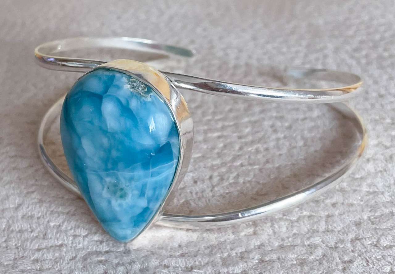 Larimar Edelstein Armband - Armspange 925er Silber Schmuck - Atlantisstein #6997