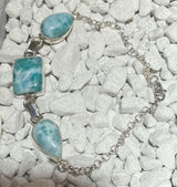 Pulsera de plata Larimar con gema - Joyas - Plata de ley 925 - Piedra de Atlantis #6770