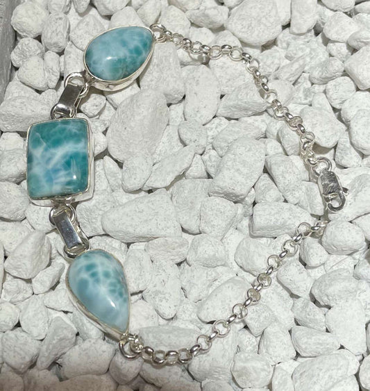 Larimar Silberarmband Edelstein Armband - Schmuck - Silber 925er - Atlantisstein #6770