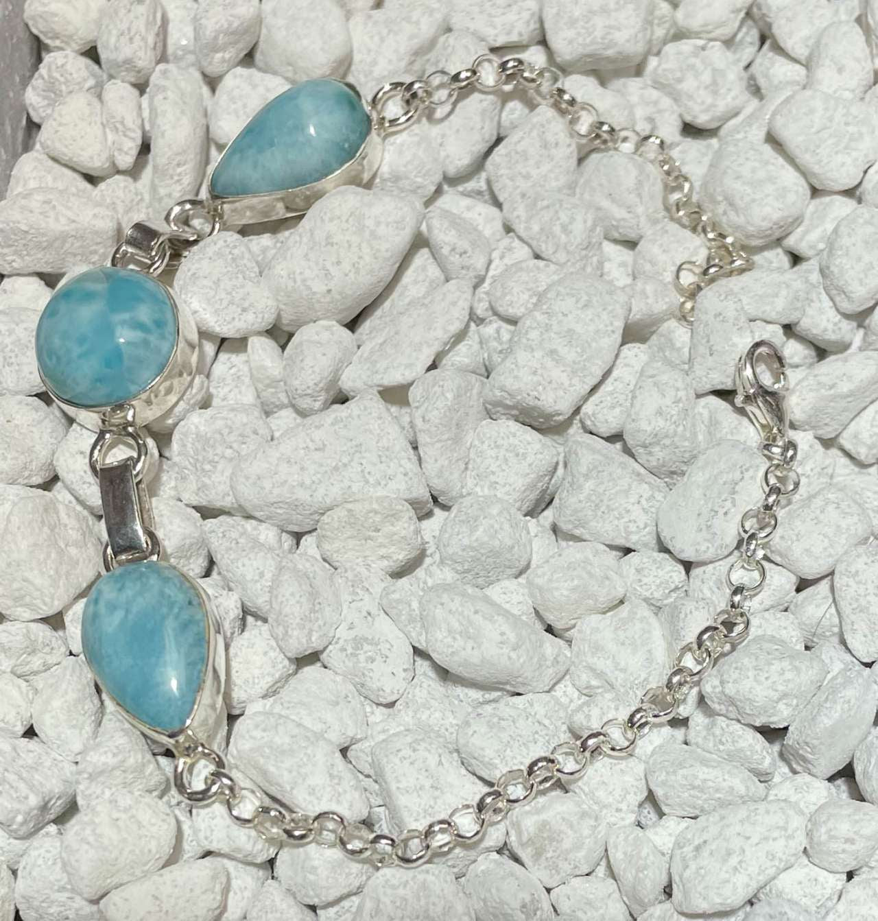 Larimar Silberarmband Edelstein Armband - Schmuck - Silber 925er - Atlantisstein #6772
