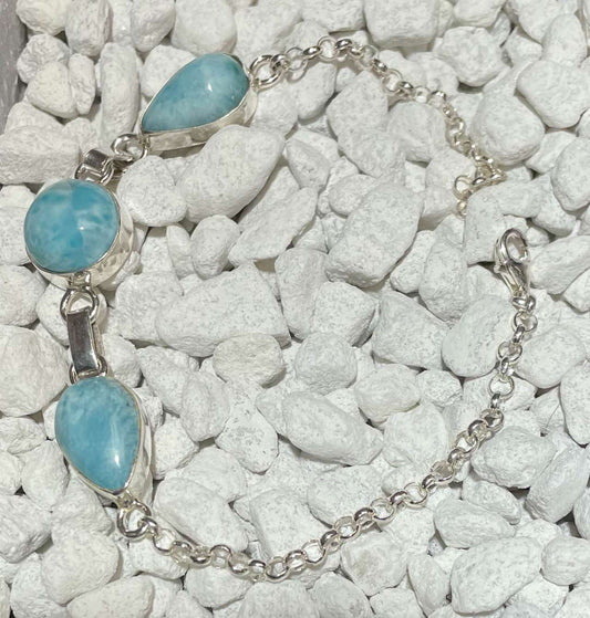 Larimar Silberarmband Edelstein Armband - Schmuck - Silber 925er - Atlantisstein #6772