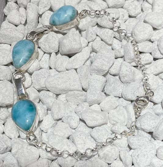 Larimar Silberarmband Edelstein Armband - Schmuck - Silber 925er - Atlantisstein #6773