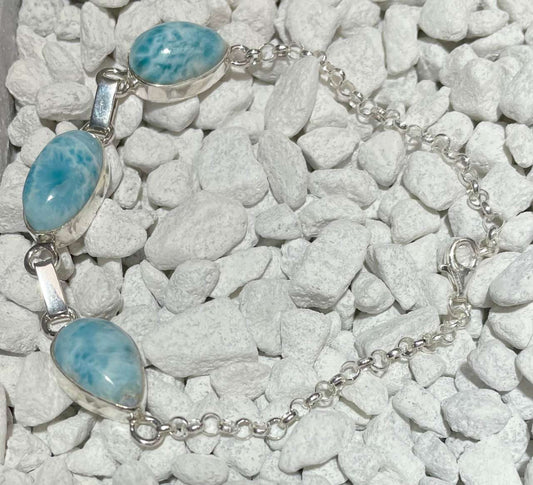Larimar Silberarmband Edelstein Armband - Schmuck - Silber 925er - Atlantisstein #6771