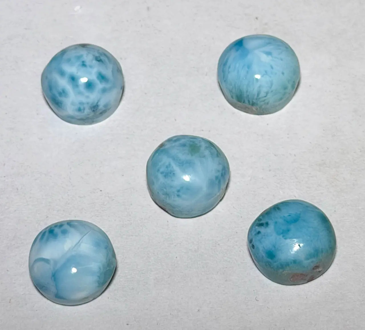 5 x Larimar Cabochon 10mm Trommelstein Edelstein - A Qualität #6436