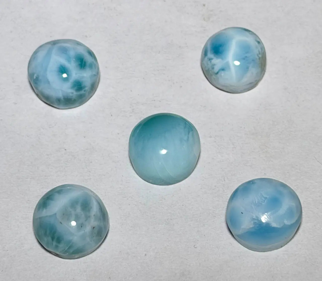 5 x Larimar Cabochon 10mm Trommelstein Edelstein - A Qualität #6438