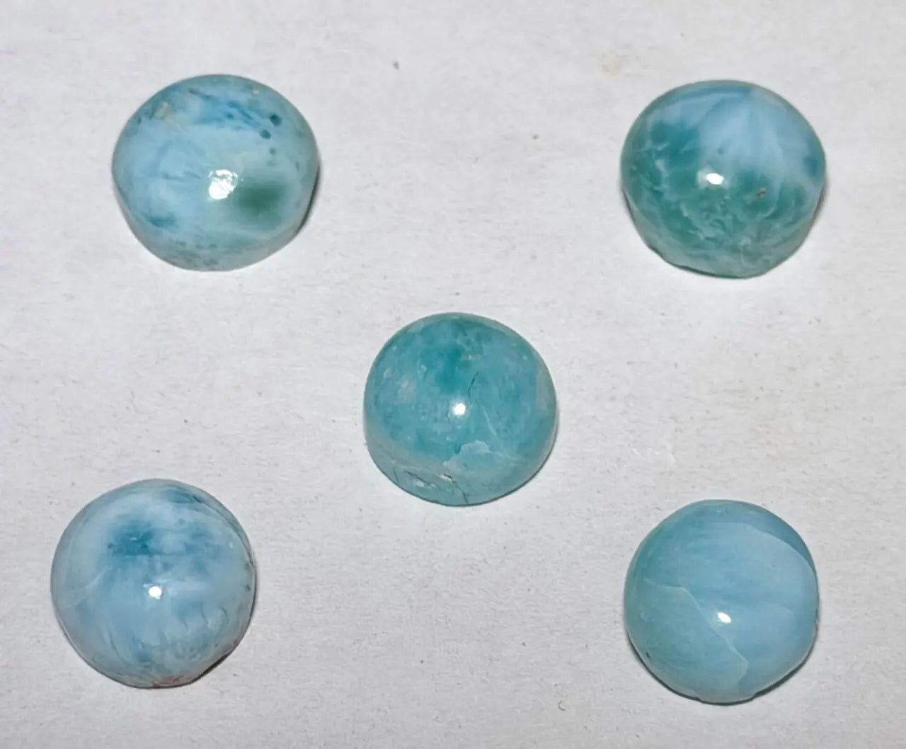 5 x Larimar Cabochon 10mm Trommelstein Edelstein - A Qualität #6435