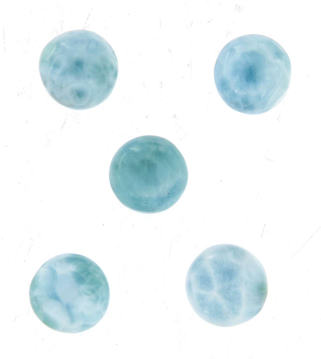 5 x Larimar Cabochon 10mm Trommelstein Edelstein - A Qualität #6437