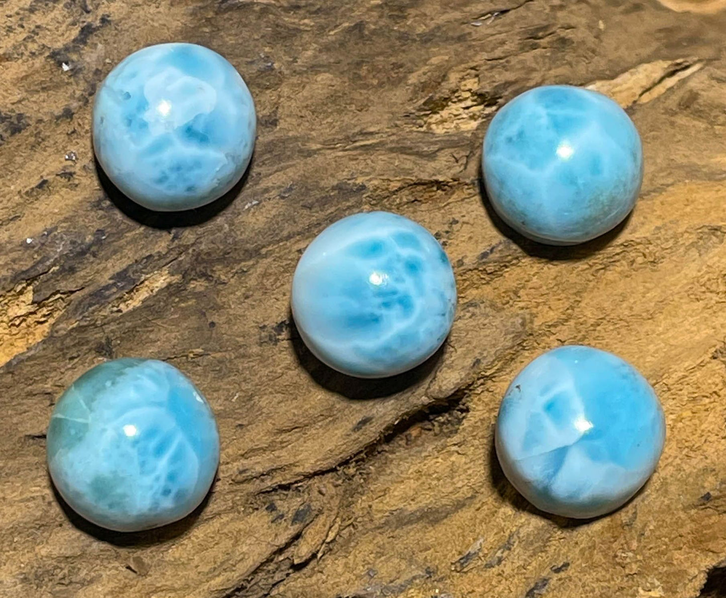 5 x Larimar Cabochon 10mm Trommelstein Edelstein - A Qualität #6726