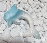 edler Larimar Delphin Handschmeichler - Auflagestein - Trommelstein Edelstein - A Qualität #6678