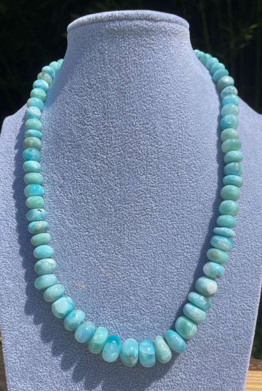 Larimar - Edelstein Schmuck Kette - Collier - Edelsteinkette - 925er Silber #6490