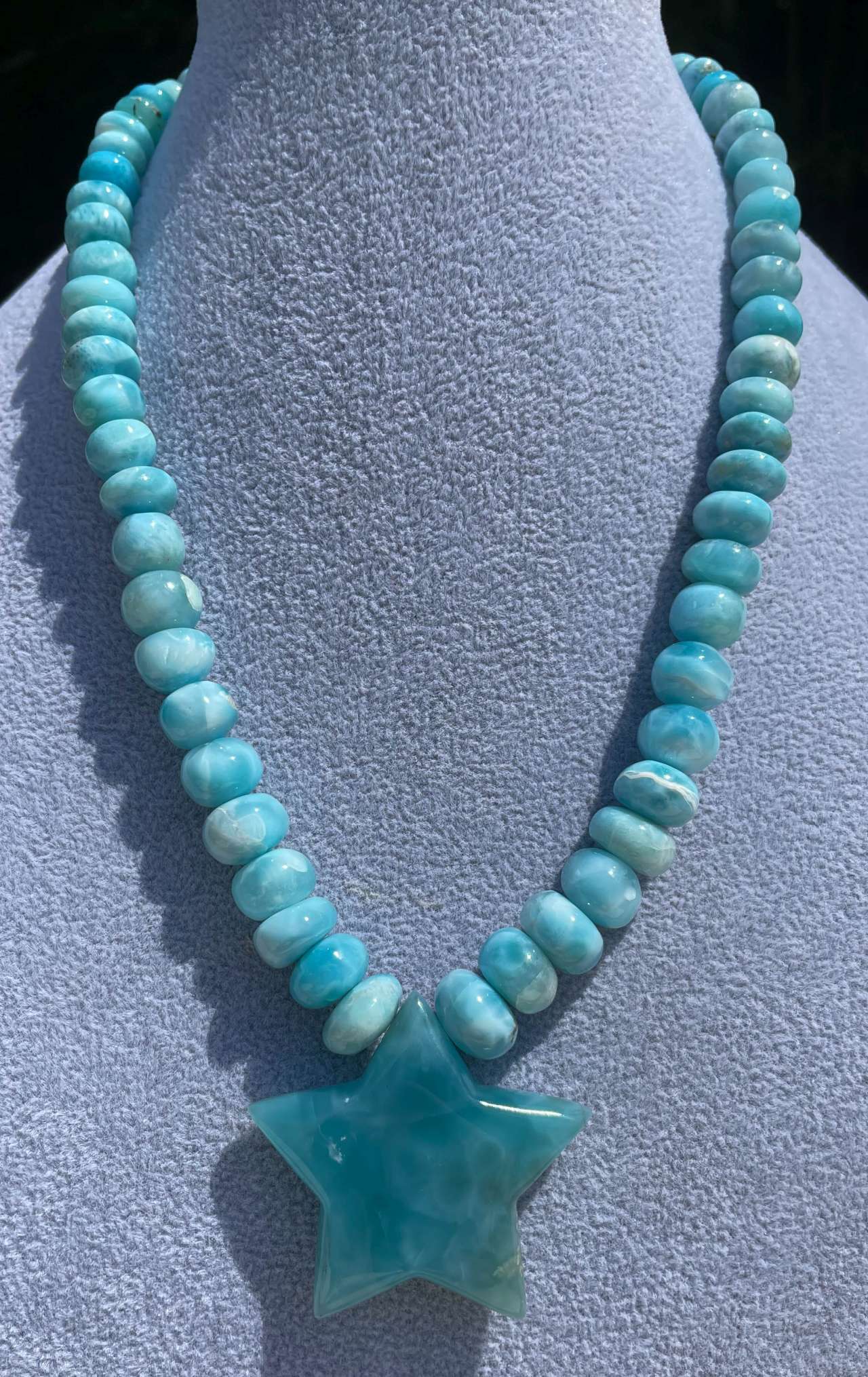 Larimar - Edelstein Kette - Collier - Edelsteinkette - 925er Silber #6488