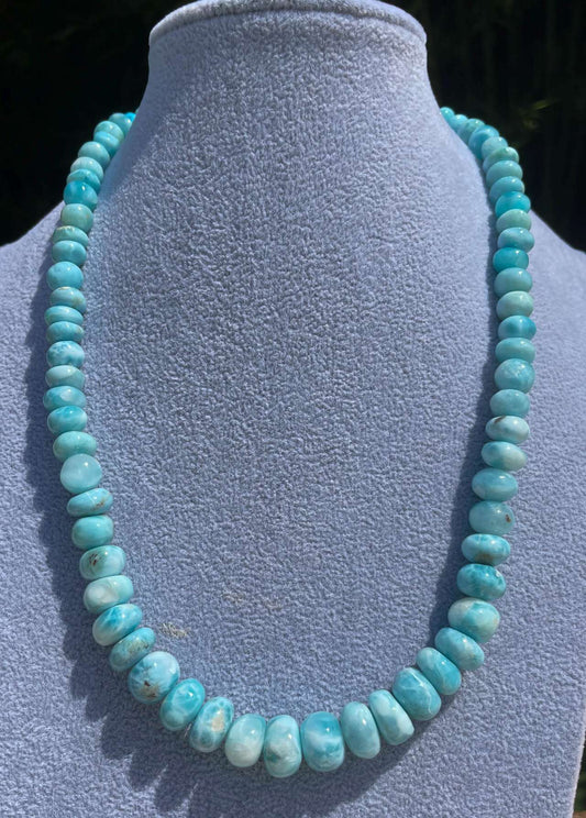 Larimar - Edelstein Kette - Collier - Edelsteinkette - 925er Silber #6491