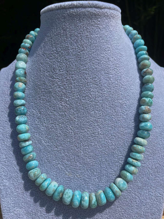 Larimar - Edelstein Schmuck Kette - Collier - Edelsteinkette - 925er Silber #6492
