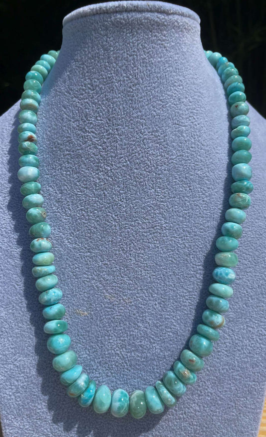 Larimar - Edelstein Kette - Collier - Edelsteinkette - 925er Silber #6493