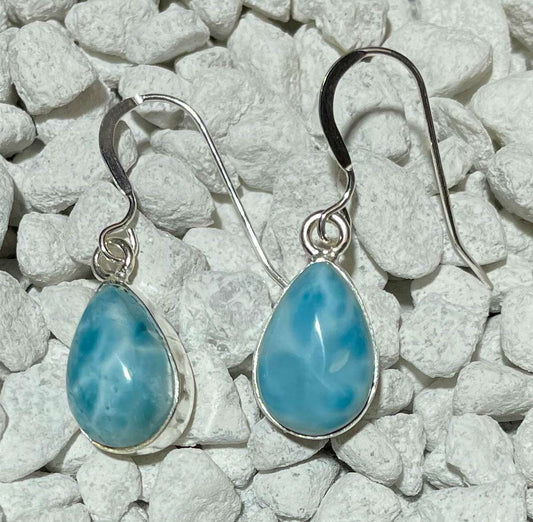 edle Ohrhänger aus Larimar - Edelstein - Ohrringe - A Qualität - 925er Silber Schmuck #6688