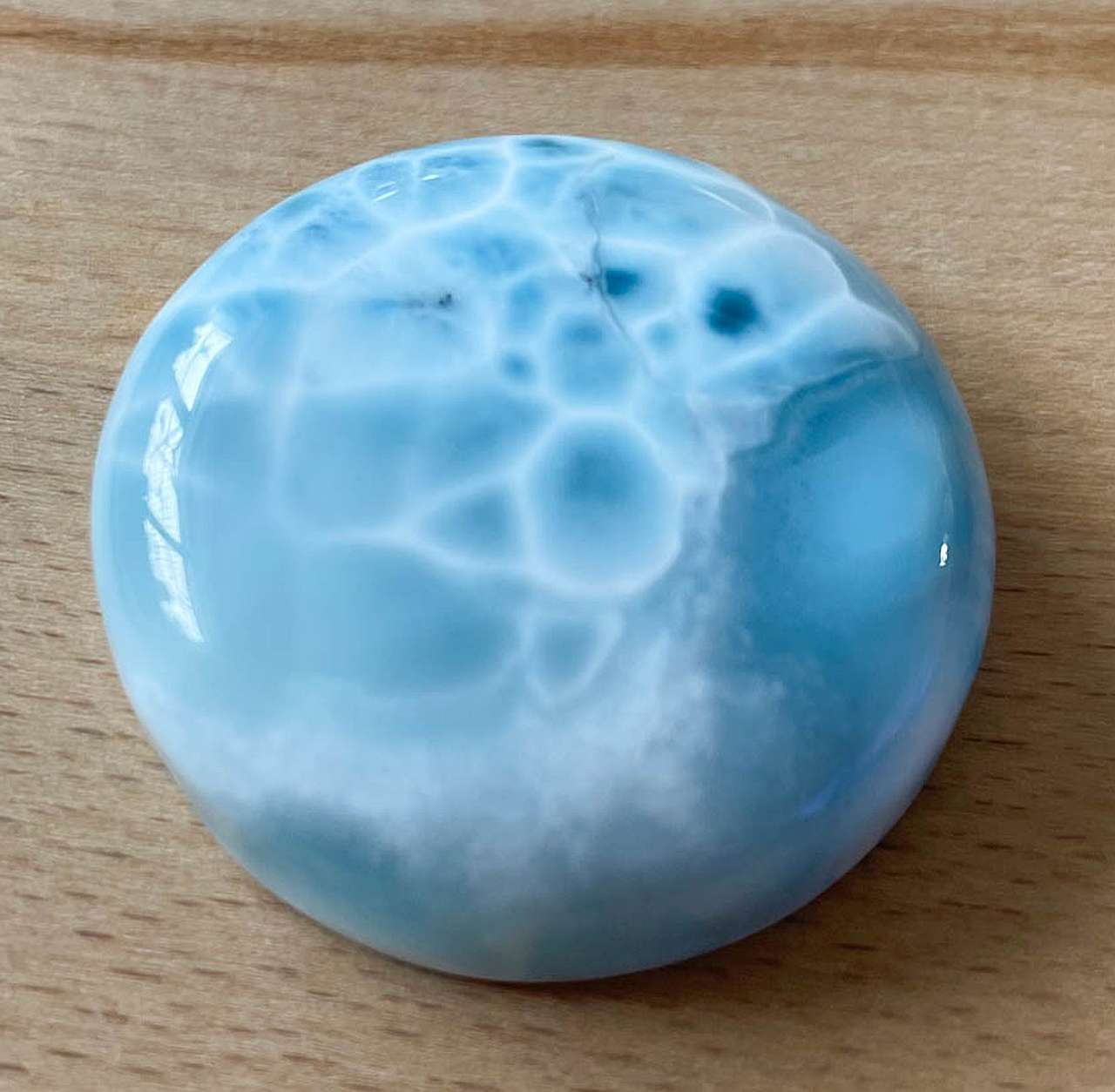 XL Scheibe Larimar Handschmeichler - Auflagestein - Trommelstein Edelstein - A Qualität #6390