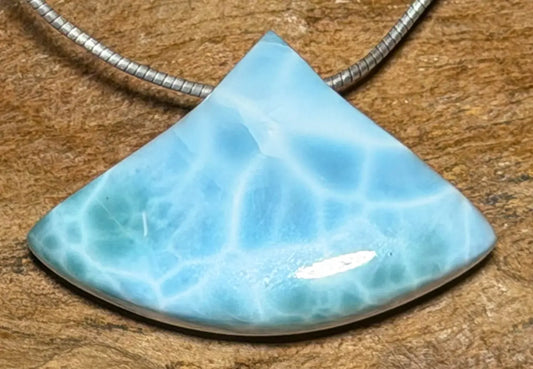 Larimar Trommelstein Ketten Anhänger Atlantisstein - Edelstein Schmuck - A Qualität #6749