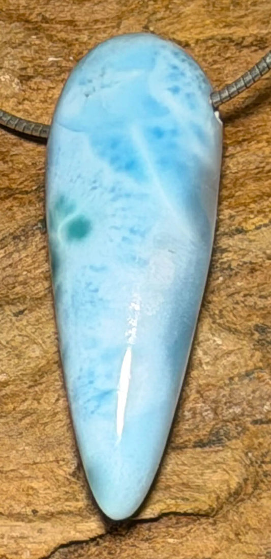 Larimar Trommelstein Schmuck Anhänger Atlantisstein - Edelstein A Qualität #5259