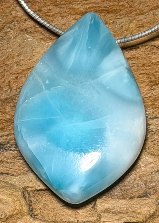 Larimar Trommelstein Edelstein Schmuck Ketten Anhänger - A Qualität #7023