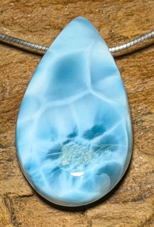 Larimar Trommelstein Edelstein Ketten Anhänger - Schmuck A Qualität #5355