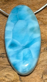 Colgante de collar de piedras preciosas de larimar, piedra rodada, calidad A #6929