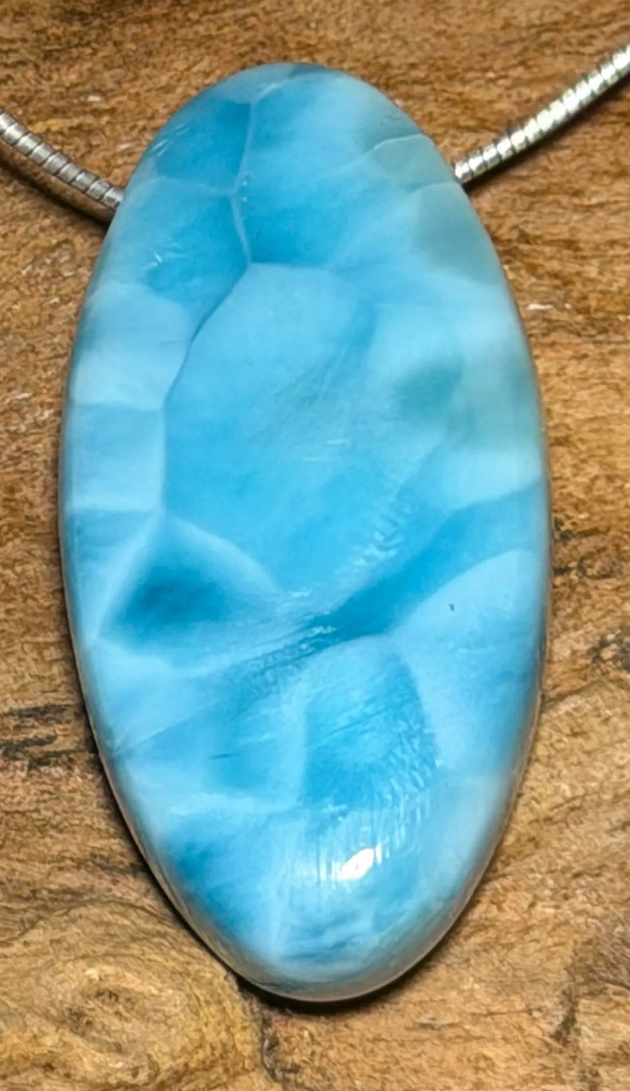 Larimar Trommelstein Edelstein Schmuck Ketten Anhänger - A Qualität #6929