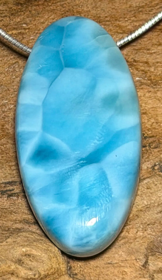 Larimar Trommelstein Edelstein Schmuck Ketten Anhänger - A Qualität #6929
