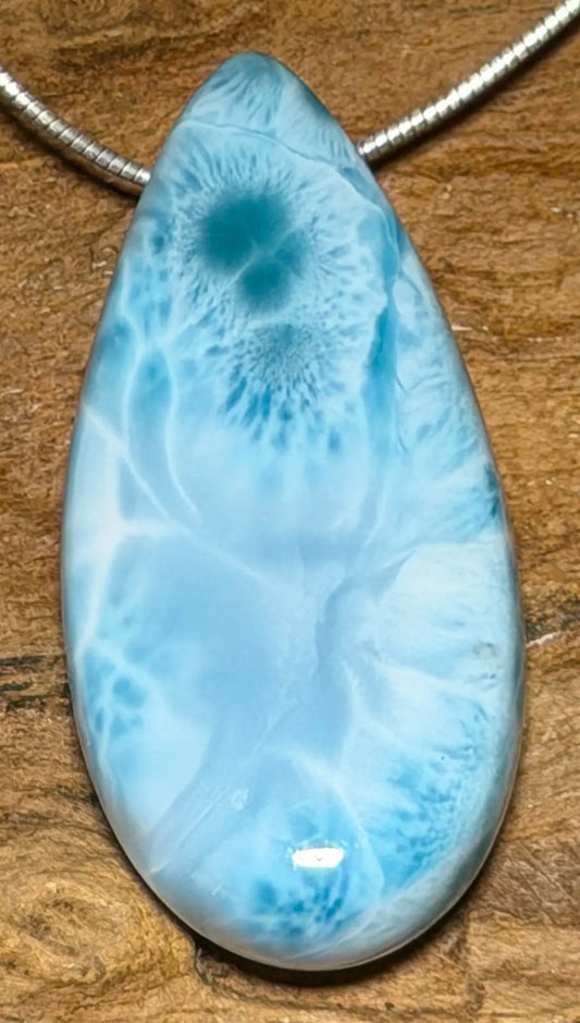 Larimar Trommelstein Anhänger Atlantisstein - Edelstein Schmuck A Qualität #7278