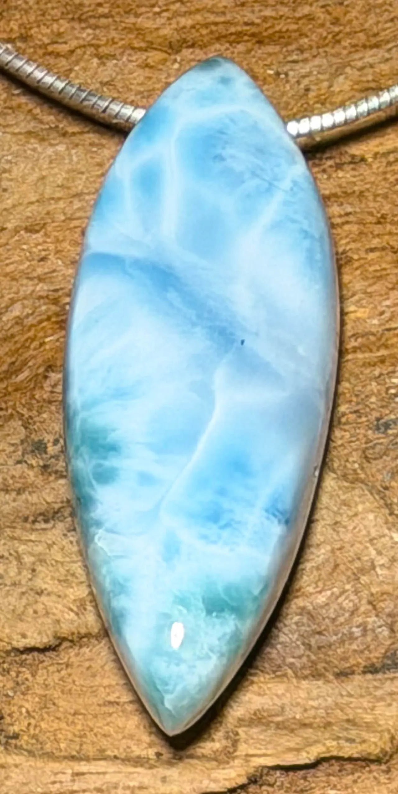 Larimar Trommelstein Ketten Anhänger Atlantisstein - Edelstein Schmuck #5056