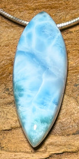 Larimar Trommelstein Ketten Anhänger Atlantisstein - Edelstein Schmuck #5056