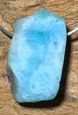 Larimar Rohstein Trommelstein Ketten Anhänger Atlantisstein - Edelstein Schmuck - A Qualität #6968