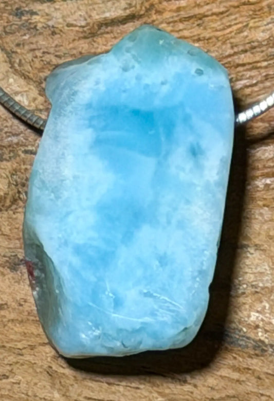 Larimar Rohstein Trommelstein Ketten Anhänger Atlantisstein - Edelstein Schmuck - A Qualität #6968