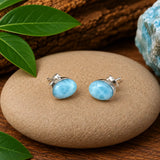 edle Ohrstecker aus Larimar - Edelstein - Ohrringe - A Qualität - 925er Silber #8147