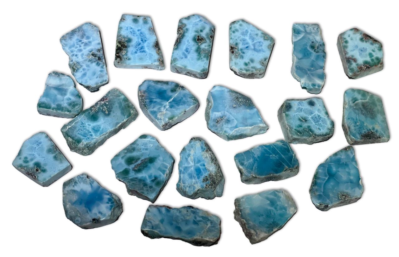 20 x Larimar Scheibe - Slabs - Handschmeichler - Auflagestein - Trommelstein - Mineralien - Edelstein - A Qualität #6362