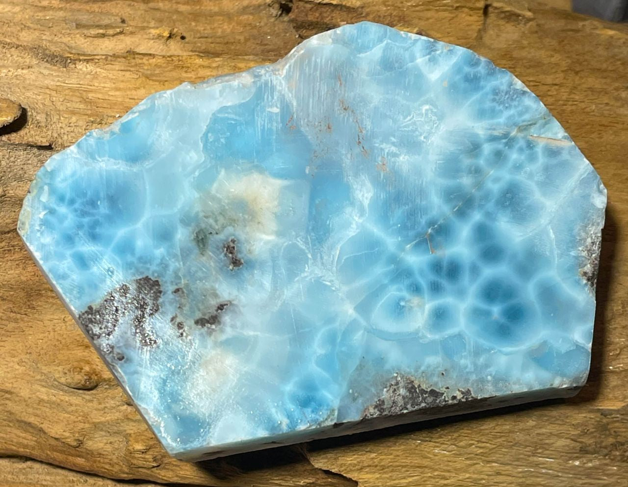 Larimar Scheibe - Slabs - Handschmeichler - Auflagestein - Trommelstein Edelstein - A Qualität #6722