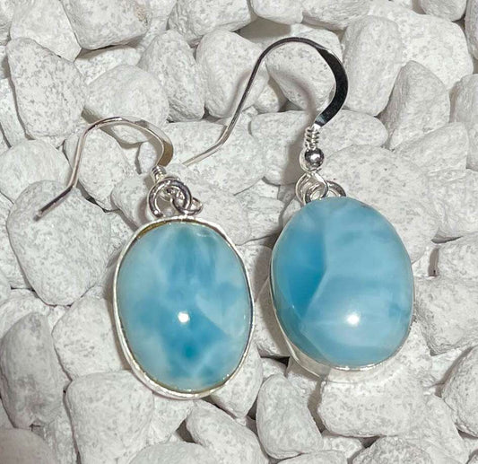edle Ohrhänger aus Larimar - Edelstein - Ohrringe - A Qualität - 925er Silber Schmuck #6952