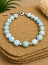 Larimar 8mm Kugel Edelstein Schmuck Armband - Edelsteinarmband - 925er Silber - Atlantisstein #4054