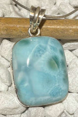 Colgante de cadena con Larimar - Piedra de Atlantis - Gema - Colgante de plata - Calidad A - Plata 925 #6410