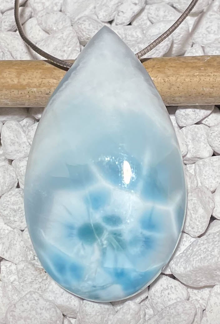 Larimar Trommelstein Schmuck Ketten Anhänger Atlantisstein - Edelstein A Qualität #6641