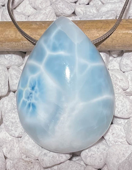 Larimar Trommelstein Edelstein Schmuck Ketten Anhänger - A Qualität #7013