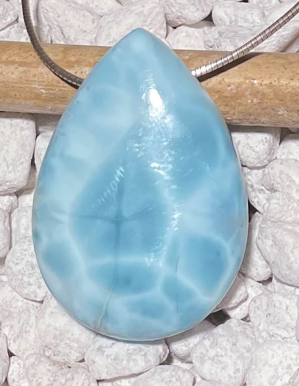 Larimar Trommelstein Edelstein Schmuck Ketten Anhänger - A Qualität #7022