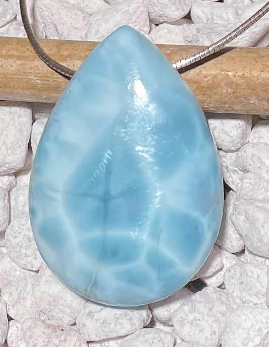 Larimar Trommelstein Edelstein Schmuck Ketten Anhänger - A Qualität #7022